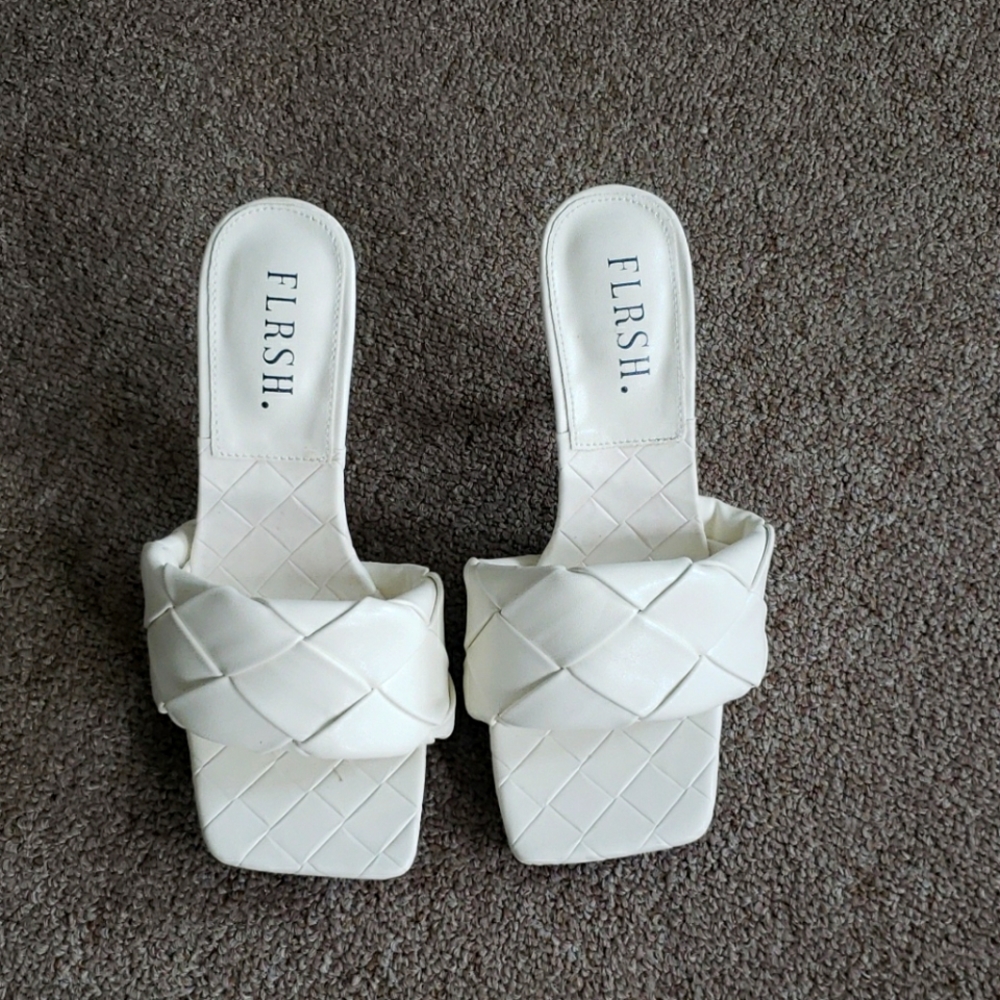 White Open Toe Sandal Mules